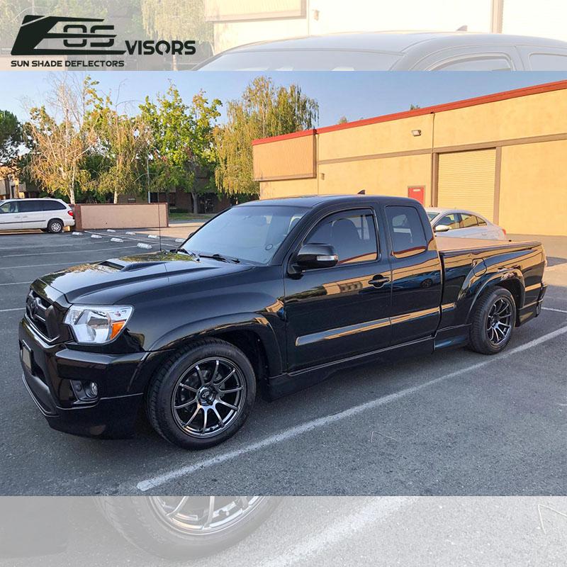 2005-15 Toyota Tacoma Extended Cab Window Visors Wind Deflectors Rain Guards In-Channel EOS Visors