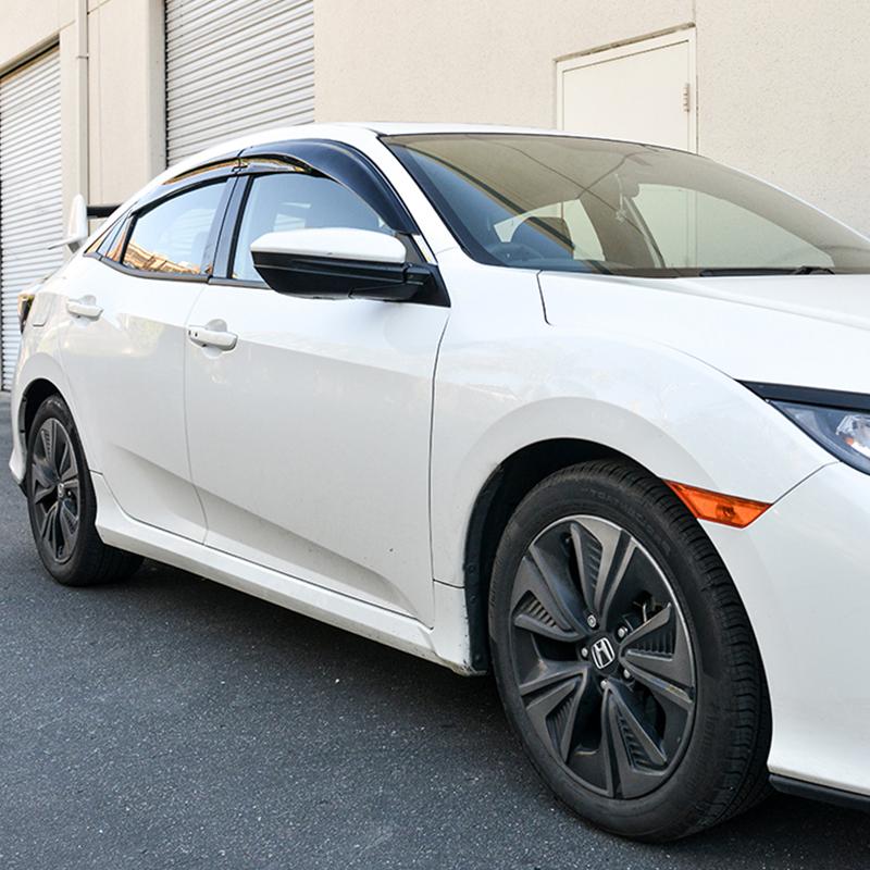 2016-21 Honda Civic Hatchback Tape-On Window Visors Wind Deflectors Rain Guards Tape-On EOS Visors
