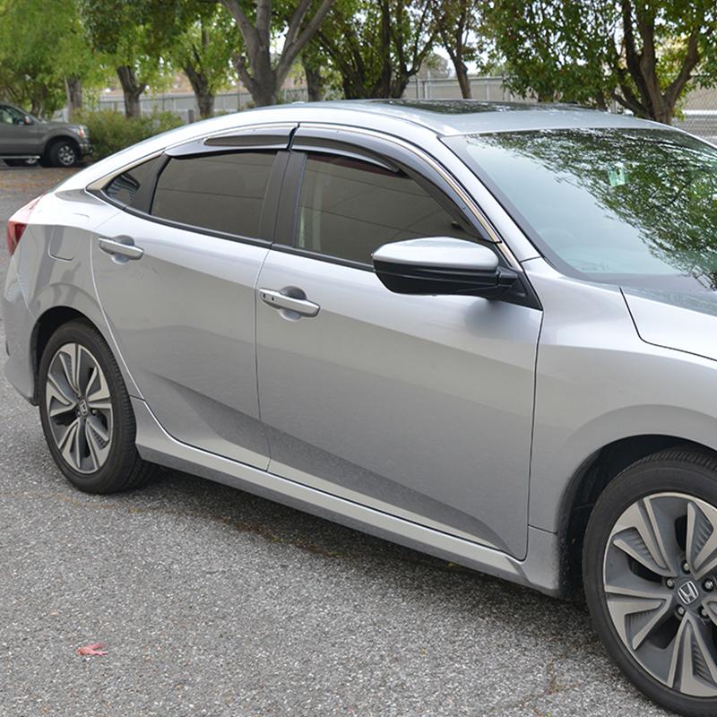 2016-Up Honda Civic Sedan Clip-On Window Visors Wind Deflectors Rain Guards Clip-On EOS Visors