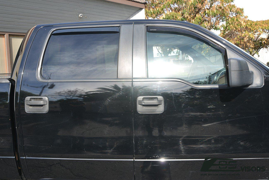 2004-08 Ford F150 Crew Cab Window Visors Wind Deflectors Rain Guards Vents In-Channel EOS Visors 