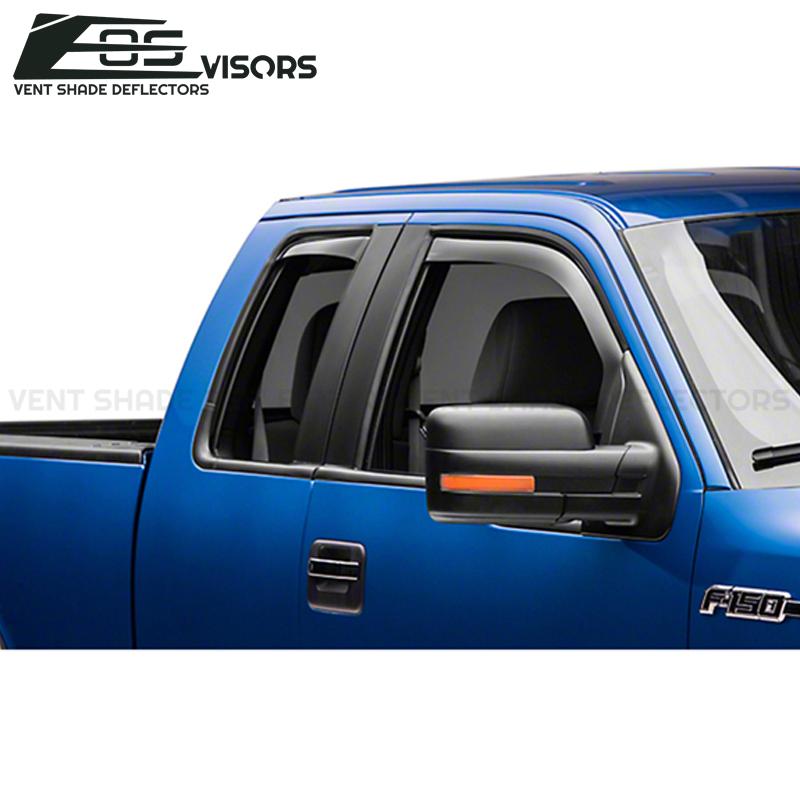 2004-08 Ford F150 Standard Cab Window Visors Wind Deflectors Rain Guards Vents In-Channel EOS Visors 