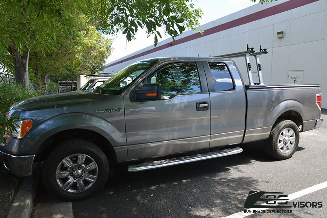 2004-14 Ford F-150 Double Cab Window Visors Wind Deflectors Rain Guards Vents In-Channel EOS Visors 