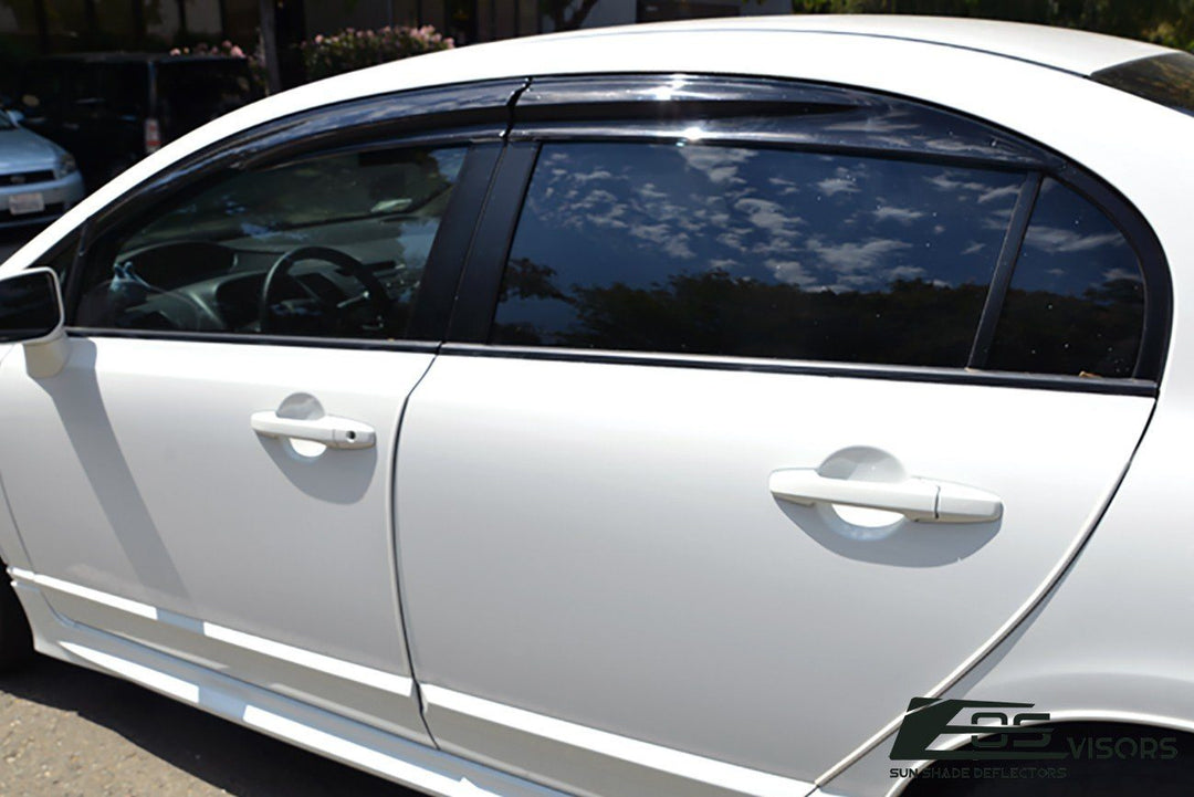 2006-11 Honda Civic Sedan Window Visors Wind Deflectors Rain Guards Tape-On EOS Visors 