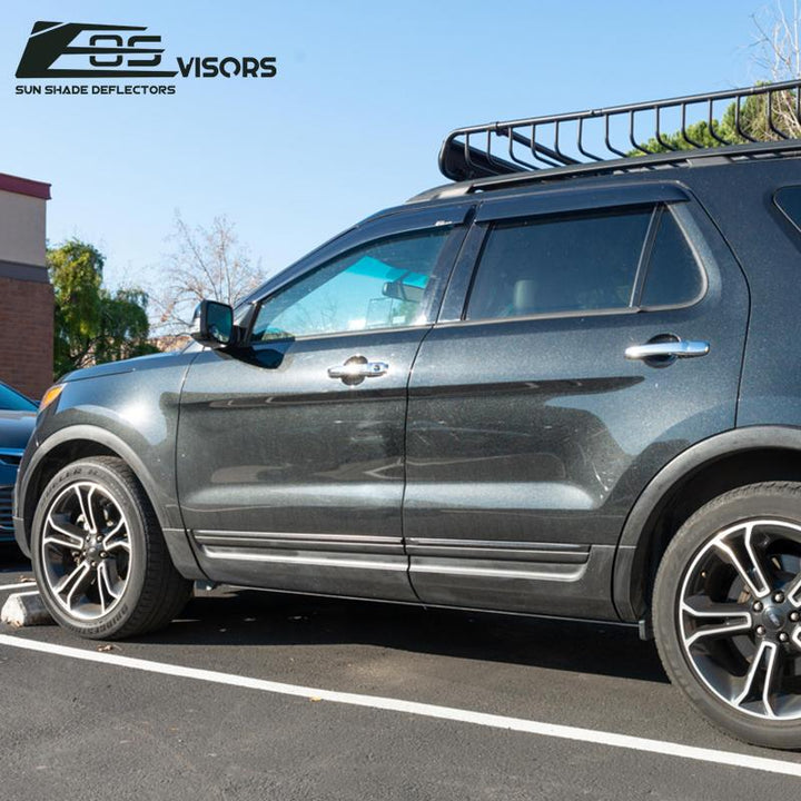 2011-19 Ford Explorer Window Visors Wind Deflectors Rain Guards Tape-On EOS Visors 