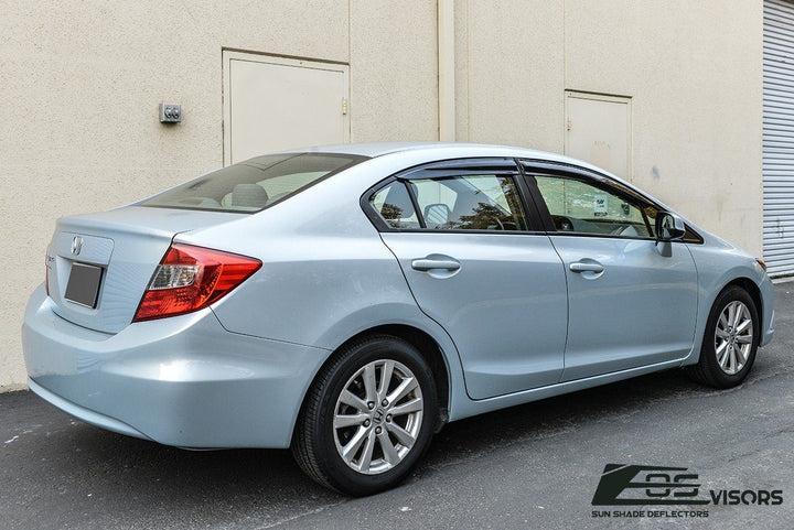 2012-15 Honda Civic Sedan Window Visors Wind Deflectors Rain Guards Tape-On EOS Visors 