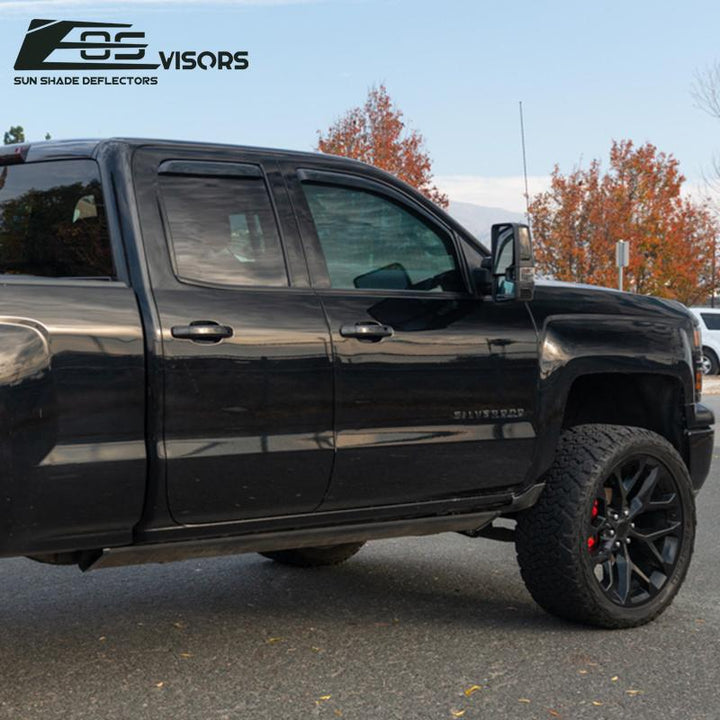 2014-18 Silverado 1500 Double Cab Window Visors Deflectors In-Channel EOS Visors 