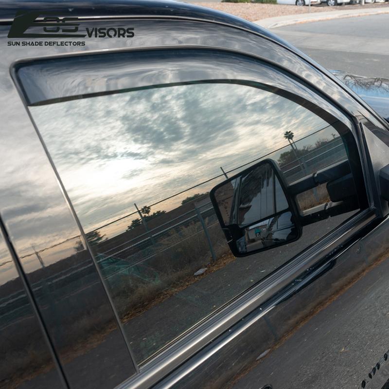 2014-18 Silverado 1500 Double Cab Window Visors Deflectors In-Channel EOS Visors 
