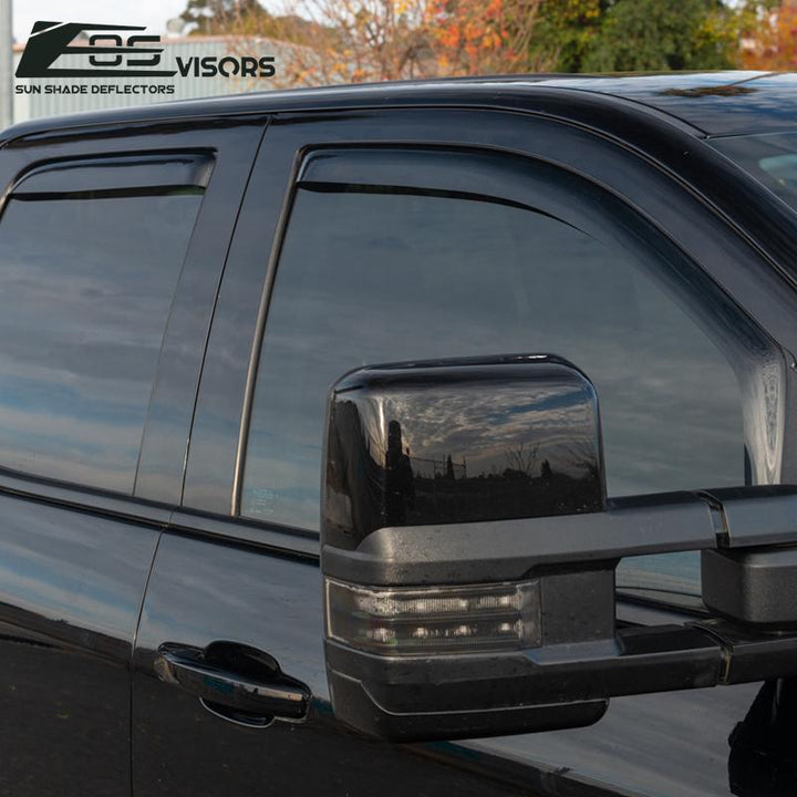 2014-18 Silverado 1500 Double Cab Window Visors Deflectors In-Channel EOS Visors 