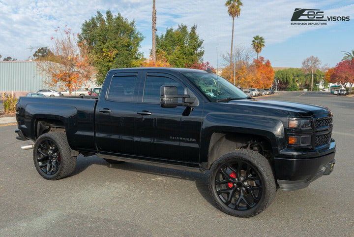 2014-18 Silverado 1500 Double Cab Window Visors Deflectors In-Channel EOS Visors 