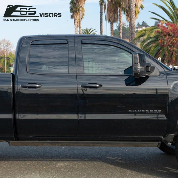 2014-18 Silverado 1500 Double Cab Window Visors Deflectors In-Channel EOS Visors 