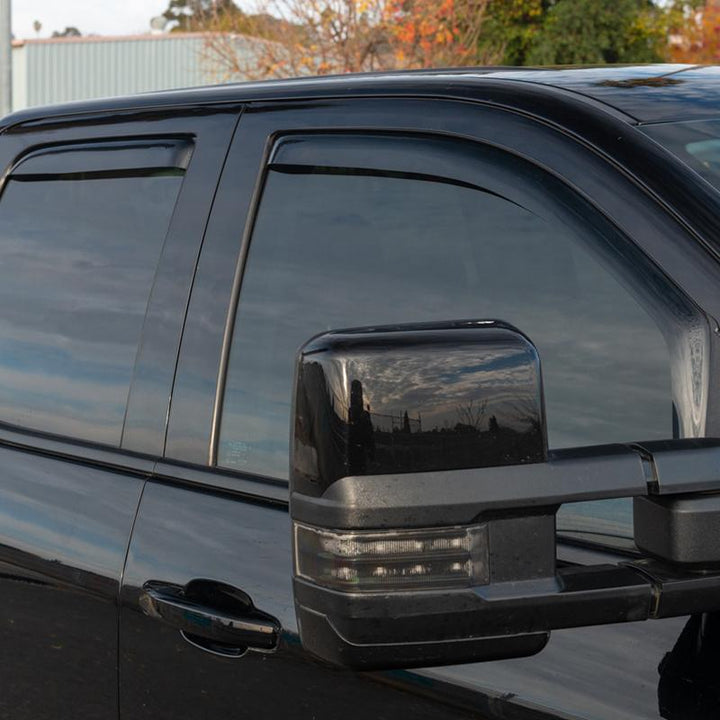2014-18 Silverado 1500 Double Cab Window Visors Deflectors In-Channel EOS Visors Tinted 