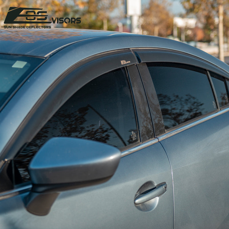 2014-Up Mazda 6 Window Visors Wind Deflectors Rain Guards Vents Tape-On EOS Visors Light Tinted 