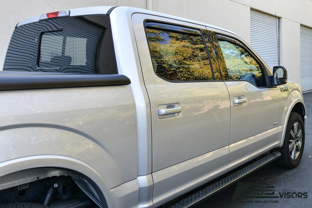 2015-20 Ford F-150 Crew Cab Window Visors Wind Deflectors Rain Guards Vents In-Channel EOS Visors 