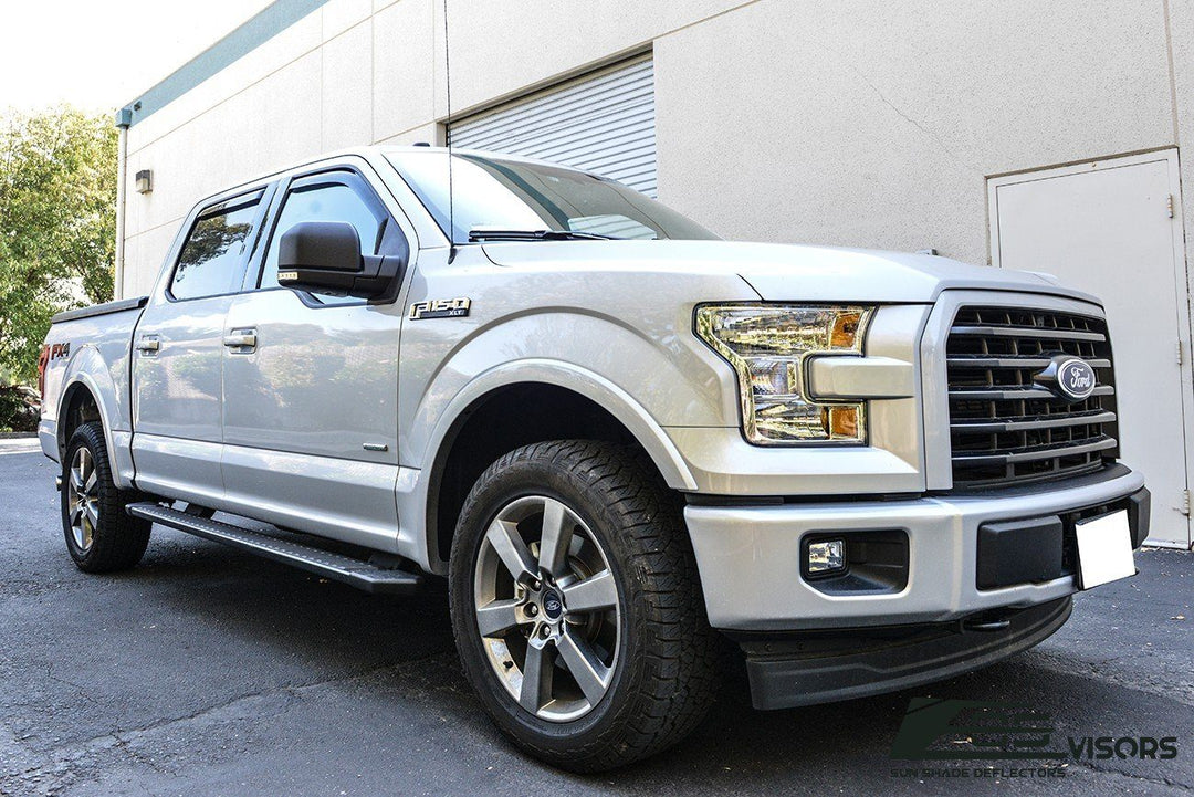 2015-20 Ford F-150 Crew Cab Window Visors Wind Deflectors Rain Guards Vents In-Channel EOS Visors 