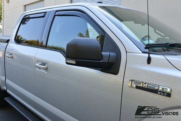 2015-20 Ford F-150 Crew Cab Window Visors Wind Deflectors Rain Guards Vents In-Channel EOS Visors 