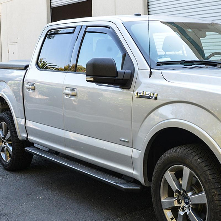 2015-20 Ford Raptor | F250-F550 Crew Cab Window Visors Wind Deflectors Rain Guards Vents In-Channel EOS Visors 