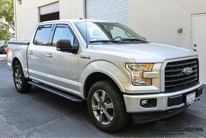 2015-20 Ford Raptor | F250-F550 Crew Cab Window Visors Wind Deflectors Rain Guards Vents In-Channel EOS Visors 