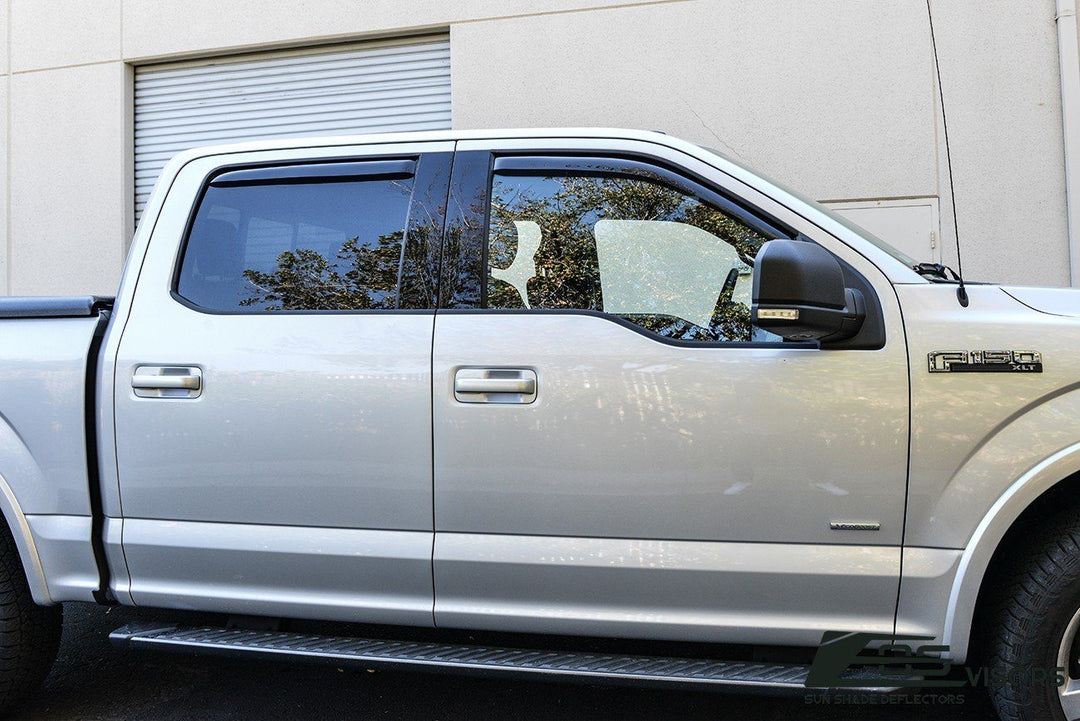 2015-20 Ford Raptor | F250-F550 Crew Cab Window Visors Wind Deflectors Rain Guards Vents In-Channel EOS Visors 