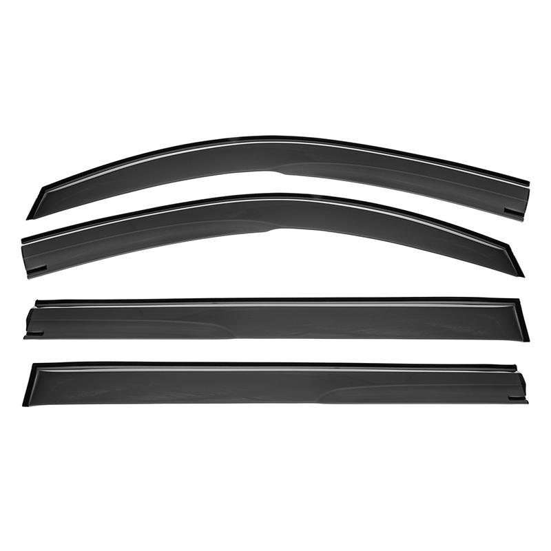 Smoke Window Visor Rain Guard Deflector For 2007-2014 Cadillac Escalade - 4pc Set, Dark Smoke, Self-Adhesive