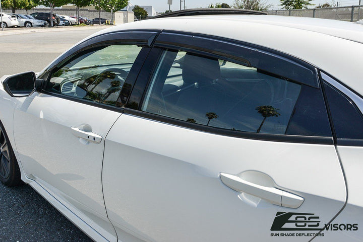 2016-21 Honda Civic Hatchback Clip-On Window Visors Wind Deflectors Rain Guards Clip-On EOS Visors 