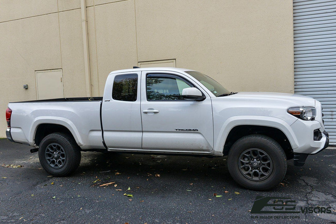 2016-Up Toyota Tacoma Extended Cab Window Visors Wind Deflectors Rain Guards In-Channel EOS Visors 