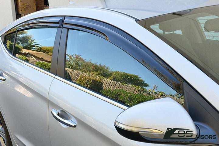 2017-19 Hyundai Elantra Window Visors Wind Deflectors Rain Guards Tape-On EOS Visors 